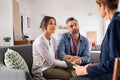 Worried couple meeting social counselor Royalty Free Stock Photo