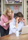 Worried Couple Working In Home Office Together Royalty Free Stock Photo