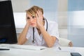 Worried Doctor Looking At Computer Royalty Free Stock Photo