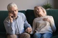 Worried elderly husband call emergency for sick wife