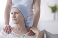 Worried elderly woman with cancer
