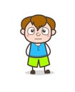 Worried Expressionless Kid Face - Cute Cartoon Boy Illustration