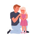 Worried father calming down his sobbing sad daughter Royalty Free Stock Photo