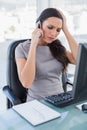 Worried gorgeous businesswoman having a phone call Royalty Free Stock Photo