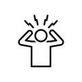 Black line icon for Worried, troubled and frustration Royalty Free Stock Photo