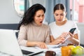 Worried LGBT couple working with papers Royalty Free Stock Photo