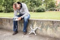 Worried Man With Broken Drone