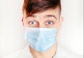 Worried Man in Flu Mask Royalty Free Stock Photo