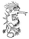 Worried monster sktechy black and white drawing Royalty Free Stock Photo
