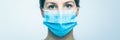 Worried nurse, doctor or scientist portrait behind facemask Royalty Free Stock Photo