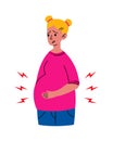 Worried Pregnant girl stomach ache. Mother in bad condition. Sickness, Pregnancy symptoms, motherhood, Health problem