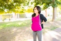 Worried pregnant woman with pain in her belly Royalty Free Stock Photo