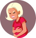 Worried Pregnant Woman Suffering from cramps Vector Cartoon Illustration