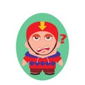 Worried, Questioning Funny Avatar of Little Person Cartoon Character in Flat Vector Royalty Free Stock Photo