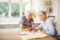 Worried senior couple checking their bills Royalty Free Stock Photo