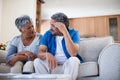 Worried senior couple discussing their bills Royalty Free Stock Photo