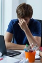 Worried student with computer