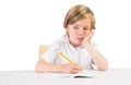 Worried student doing some homework Royalty Free Stock Photo