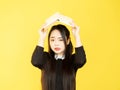 worried student school stress girl hiding book Royalty Free Stock Photo