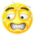 Worried Sweating Scared Emoticon Cartoon Face Icon Royalty Free Stock Photo