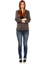 Worried teenage woman with folded arms Royalty Free Stock Photo