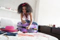 African American Girl Preparing Baggage For Vacation And Travel Royalty Free Stock Photo