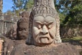 Worrier Face statue Angkor Wat Cambodia ruin historic khmer temple