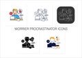 Worrier procrastinator icons set