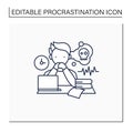 Worrier procrastinator line icon Royalty Free Stock Photo