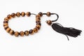 Worry beads from tiger`s eye gemstones on white Royalty Free Stock Photo