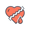 Color illustration icon for Worry, broken and disquietness