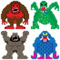 Worse nightmare terrifying monsters pixel art Royalty Free Stock Photo