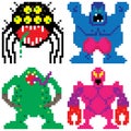 Worse nightmare terrifying monsters pixel art Royalty Free Stock Photo