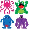 Worse nightmare terrifying monsters pixel art Royalty Free Stock Photo