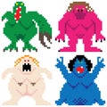 Worse nightmare terrifying monsters retro computer pixel art Royalty Free Stock Photo