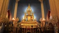 Worship. Golden Buddha With Flowers Vese Royalty Free Stock Photo