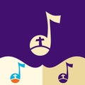 Worship logo. Cristian symbols. The Cross of Jesus in a musical note