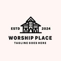 Worship Place Monoline Vector Logo Vintage Design illustration