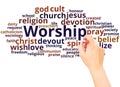 Worship word cloud hand writing concept Royalty Free Stock Photo