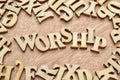 Worship word. Praying or religion concept Royalty Free Stock Photo