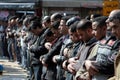 Worshipers fill the street outside the King Hussein mosque in downtown Amman, Jordan