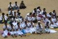 Worshippers pray towards the Sri Maha Bodhi Tree at Mahavihara within the ancient city of Anuradhapura in Sri Lanka.