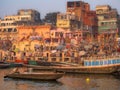 Worshippers at Varanasi, on the Ganges River, India Royalty Free Stock Photo