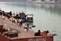 Worshipping by the Ganges river in Rishikesh, India Royalty Free Stock Photo
