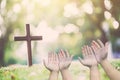 Worshipping God concept,people open empty hands with palms up Royalty Free Stock Photo