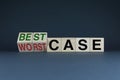 Worst case or Best case. The cubes form the words Worst case to Best case Royalty Free Stock Photo