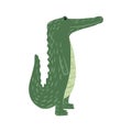 Worth crocodile isolated on white background. Funny cartoon character wildlife in doodle Royalty Free Stock Photo