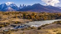 The worth seeing rapids at the waterfall Cascada Rio Paine, Chile, Patagonia Royalty Free Stock Photo