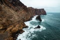 Rocky coastline in Madeira. View from drone. Royalty Free Stock Photo