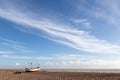 WORTHING, WEST SUSSEX/UK - NOVEMBER 13 : View of a fishing boat on the beach in Worthing West Sussex on November 13, 2018